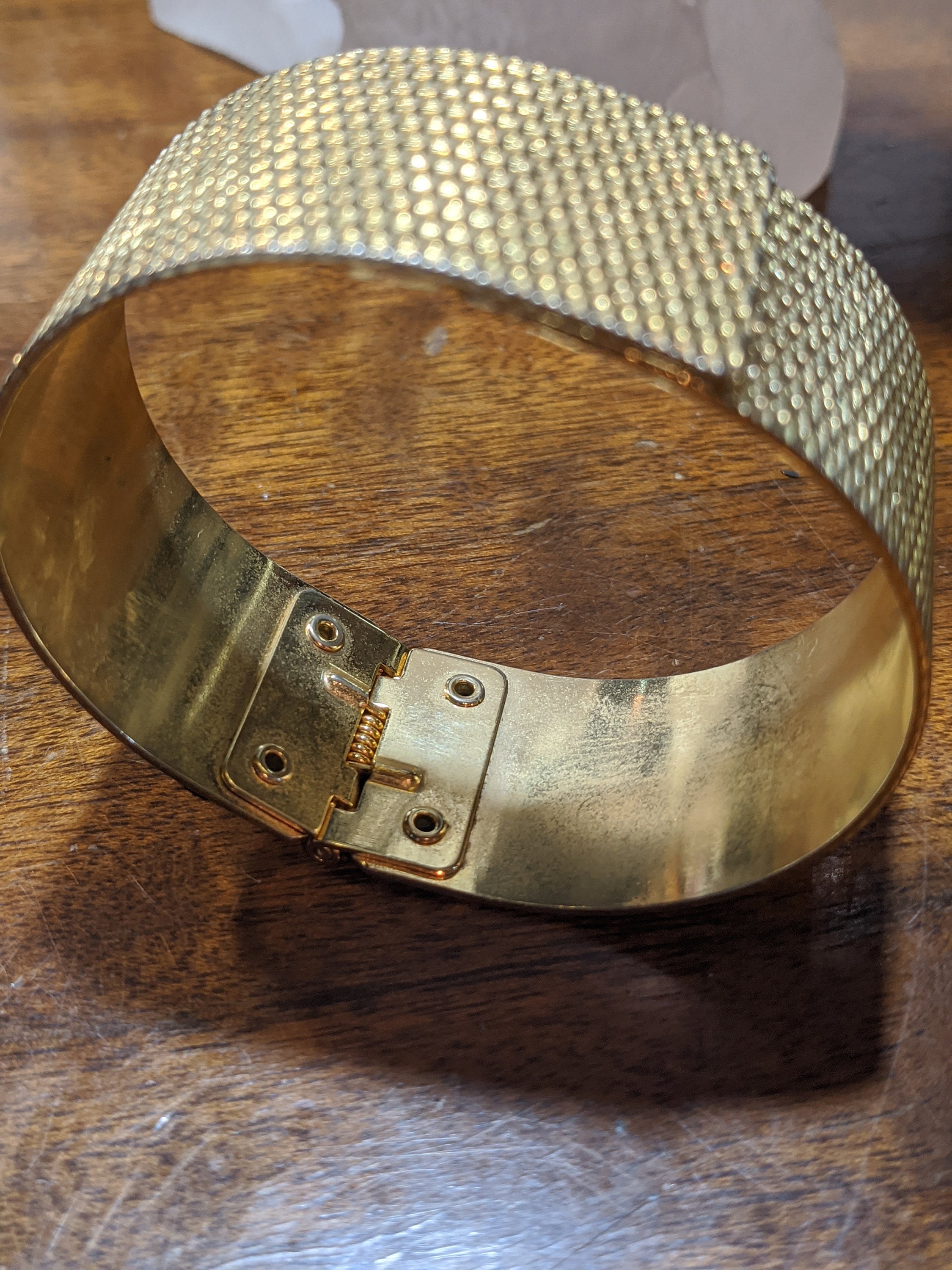 FREE SHIPPING Vintage Gold Tone Cuff Bracelet Hinged & Etsy