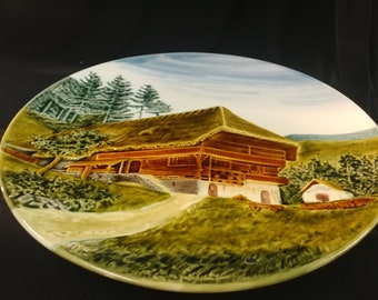 High Relief 13" Charger Plate- Majolica Zell Am Harmersbach Germany. Wall Hanging