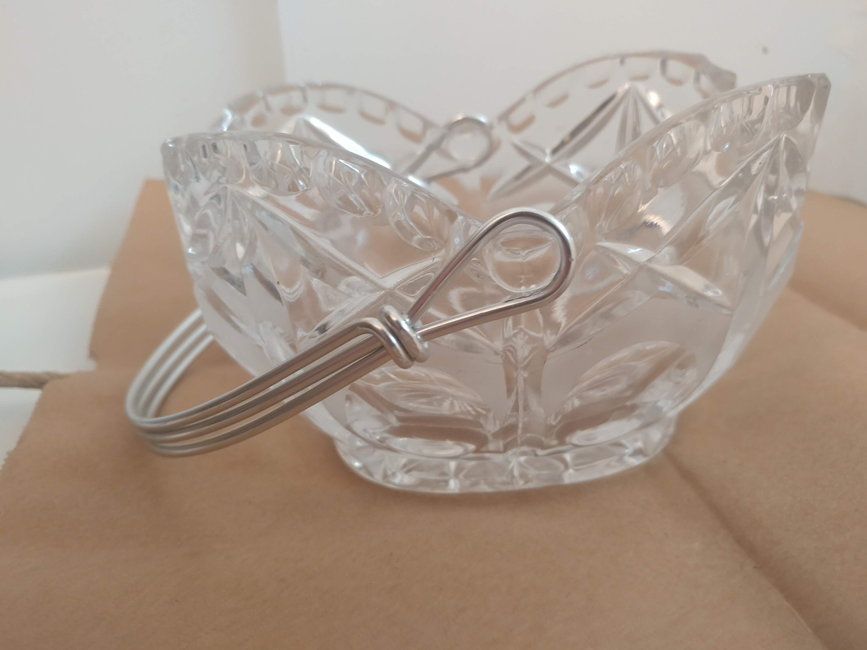 Vintage Crystal Basket with Triple Wire Handle by Prince Etsy