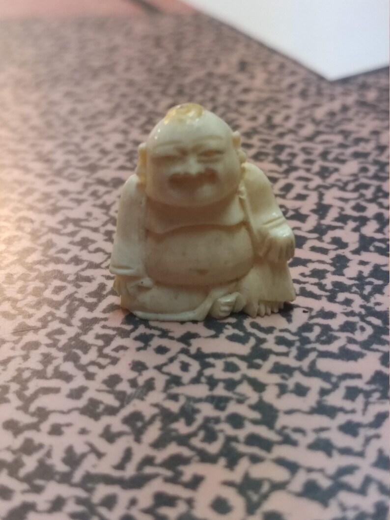 Vintage White Netsuki Style Buddha Pendantbead Measures 1-12 cm tall x 1-12 cm wide