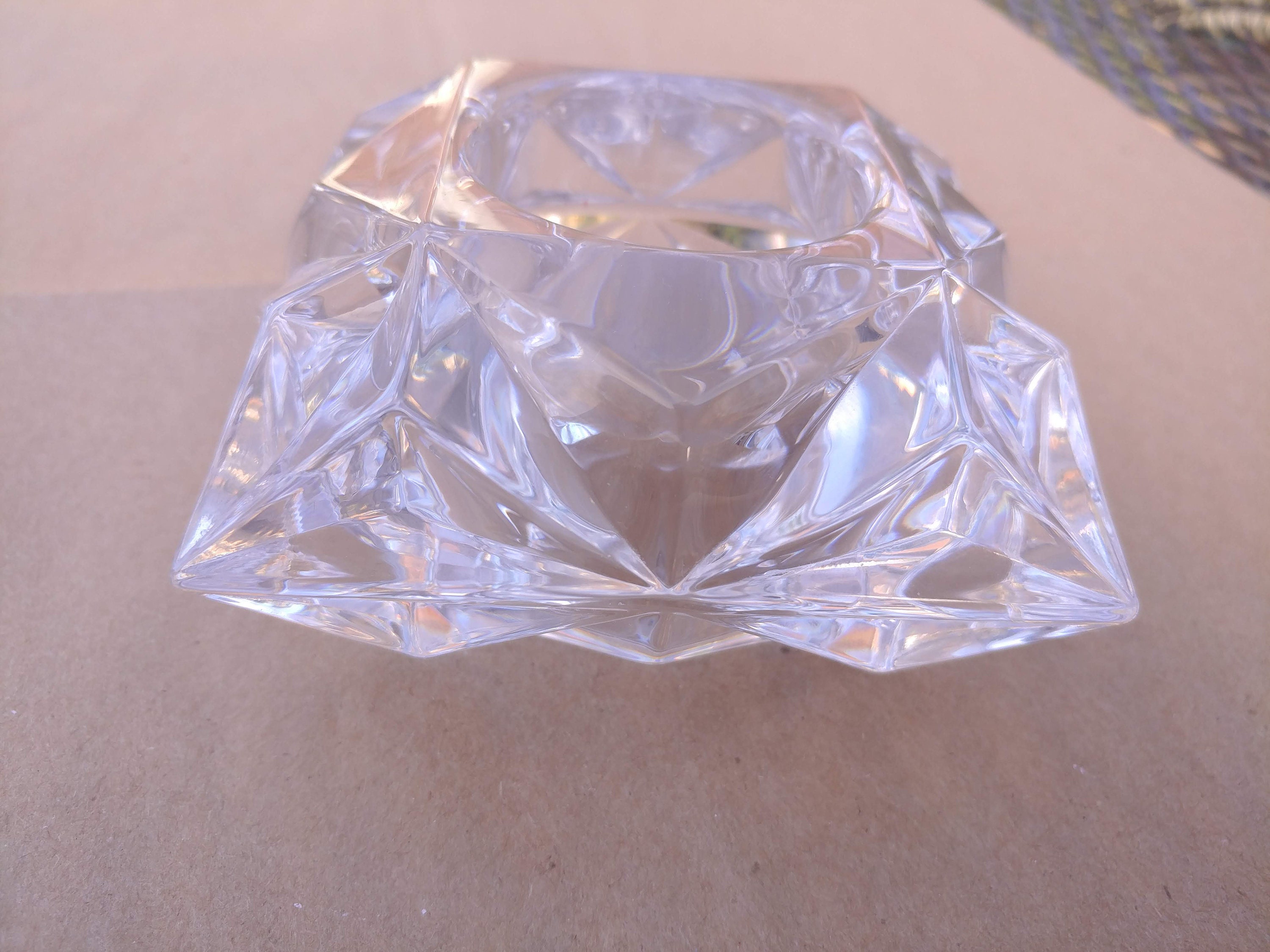 Vintage Heavy Crystal Cut Square Votive Candle Holder. Etsy