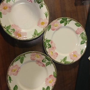 Vintage Franciscan Pottery Ceramic  Desert Rose Patterned Salad Plates &  Fruit Bowls.  10 Piece Set