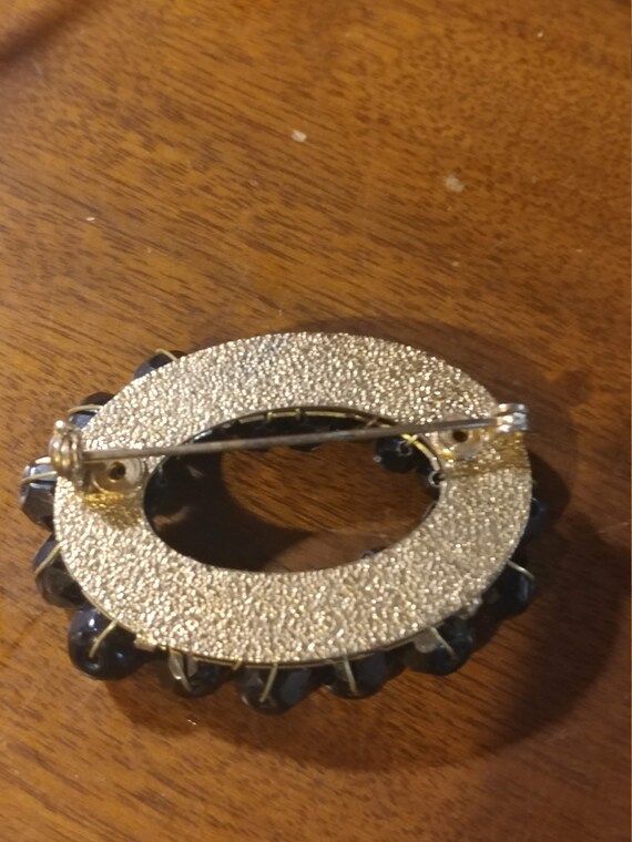Vintage Cluster Bead Pin/Brooch with Jet Black Gl… - image 3