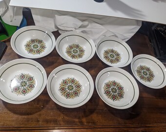 FREE SHIPPING-  Set of 7-Vintage International Ironstone 6"D Soup Bowls. Salem Pattern. See Item Description