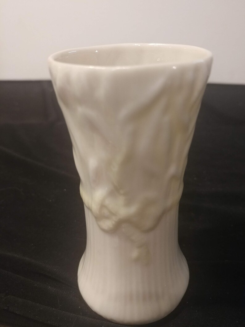 Vintage Belleek Irish Made Porcelain Bud Vase With Green Etsy
