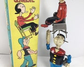 1-Scarce Linemar (MARX) Japan Tin Wind-up Mechanical Popeye Juggling Olive Oyl