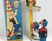 Original 1950s Linemar Popeye The Basketball Player w Box Near Mint