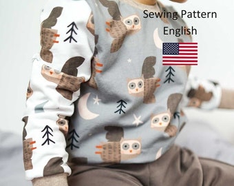 pdf sewing pattern children pajamas Anna + Rüdiger size 80-140 pattern english | patterns for beginners | sewing pajamas for children