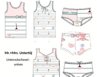PDF Schnittmuster Kinderunterwäsche nähen Gr. 92-140 Nähanleitung für Unterwäsche für Kinder | Unterhemd + Panty + Slip für Jungs |