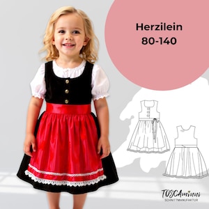 Children's Dirndl PDF Sewing Pattern Sizes 80-140 | Dirndl Pattern | Children's Dirndl with Skirt and Apron | Sewing a Dirndl | Beginner-Friendly