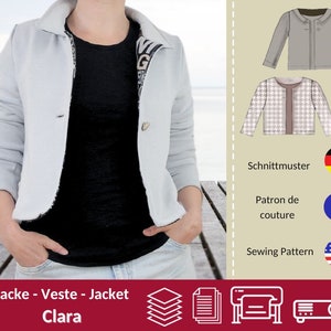 PDF sewing pattern women's jacket Clara size. 34-54 | Sewing instructions cardigan women | Sewing pattern women's blazer made of jersey | Cardigan women