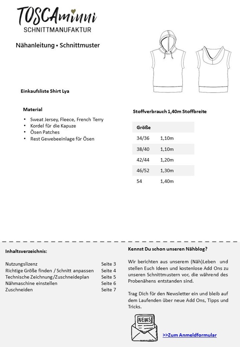 PDF-Schnittmuster Hoodie Damen ärmellos Sweater Lya Gr. 34-54 Ebook Nähanleitung Damen Shirt mit Kapuze Damensweater mit Bauchtasche Bild 8