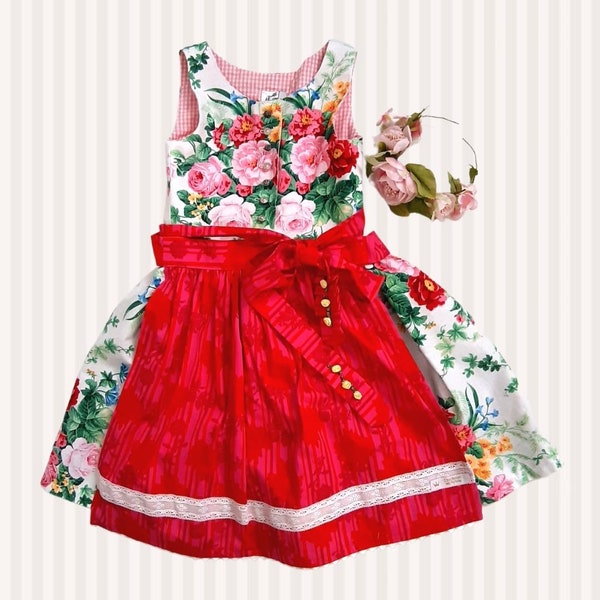 PDF-Schnittmuster Kinder Dirndl Herzilein Gr. 80-140 | Dirndlschnitt | Kinderdirndl mit Rock+ Schürze | Dirndl nähen | nähanfängerfreundlich