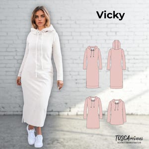 Hoodiedress Vicky size 34-54 pattern & sewing instructions