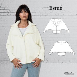 Oversized Batwing Jacket PDF Sewing Pattern for Women | Digital Download | Easy Reversible Coat with Lapel Collar Plus Size 34-54 (EU)