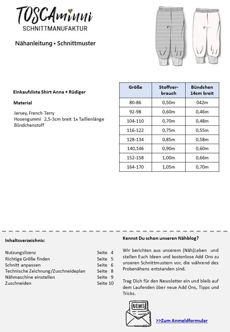 PDF Schnittmuster Kinder Schlafanzug AnnaRüdiger Gr. 80-140 Ebook Nähanleitung Kinder Pyjama nähen Schnittmuster anfängerfreundlich Bild 10