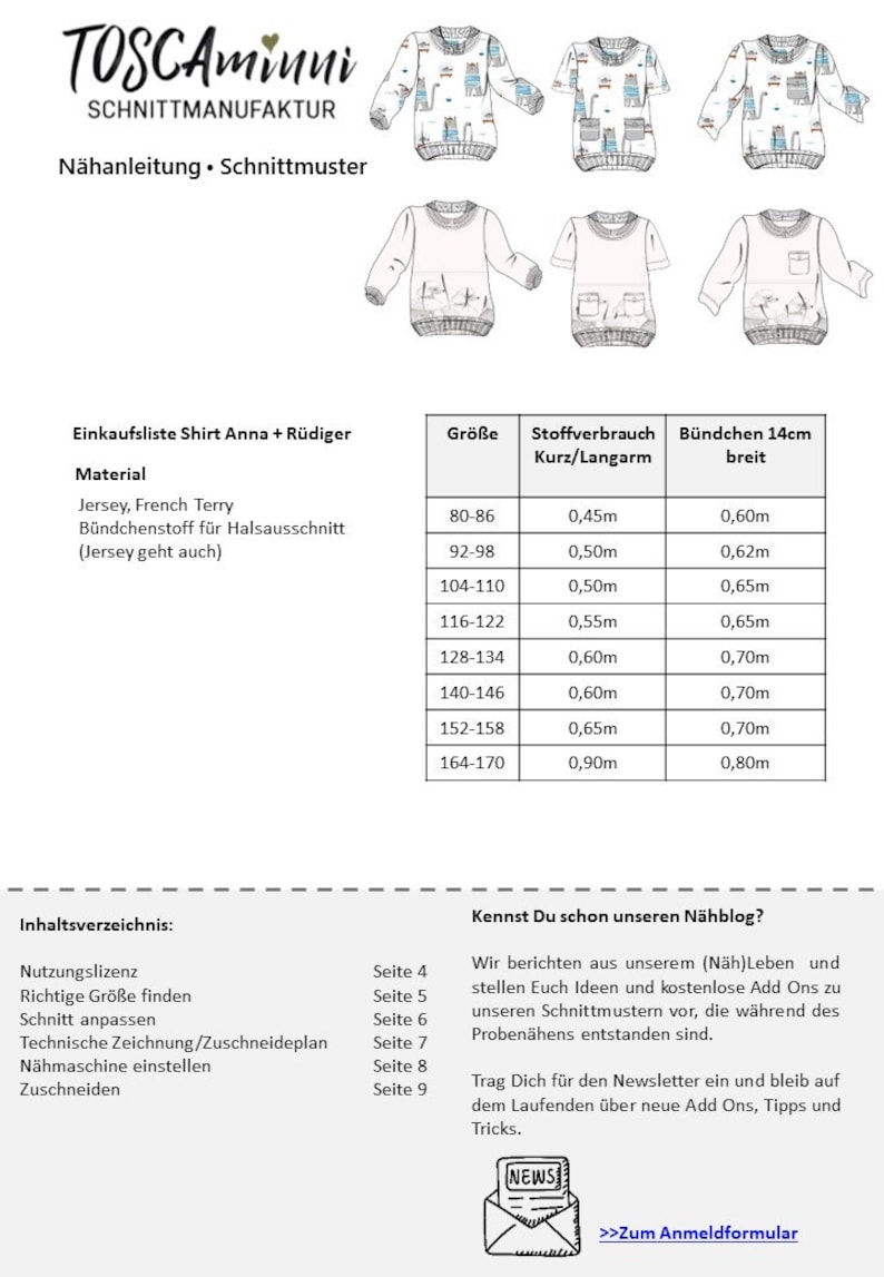 PDF Schnittmuster Kinder Schlafanzug AnnaRüdiger Gr. 80-140 Ebook Nähanleitung Kinder Pyjama nähen Schnittmuster anfängerfreundlich Bild 9