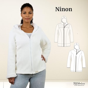 PDF sewing pattern for women&#39;s hooded jacket Ninon, sizes 34-54 | Ebook + sewing instructions + video tutorial | sporty transitional jacket with hood