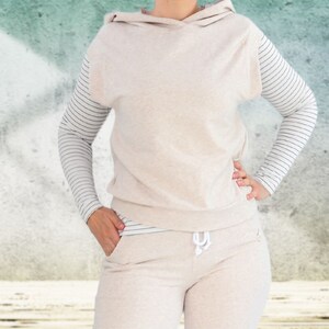 PDF-Schnittmuster Hoodie Damen ärmellos Sweater Lya Gr. 34-54 Ebook Nähanleitung Damen Shirt mit Kapuze Damensweater mit Bauchtasche Bild 4