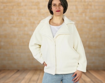 PDF sewing pattern women's jacket Esmé size 34-54 | Ebook + sewing instructions + video sewing sequence | Jacket with batwing sleeves and lapel collar