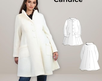 PDF sewing pattern for women's winter coat s. 34-54 (EU) | sewing instruction for women's  coat pattern | swing coat vintage | wool coat