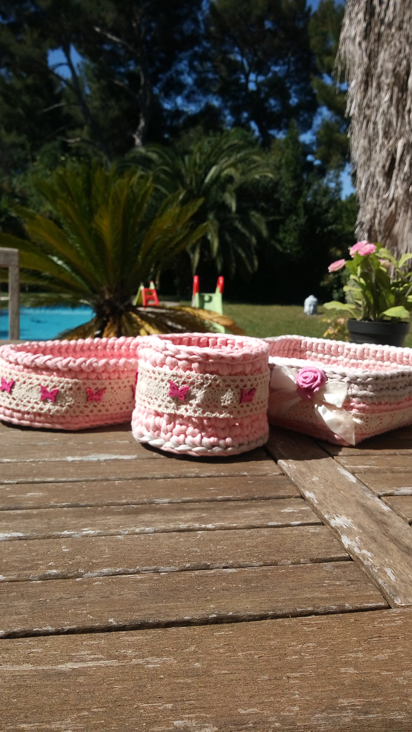 Lot de 3 Paniers Au Crochet