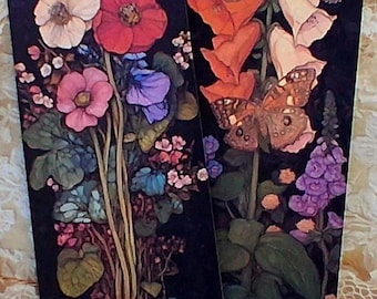 Klimt Style Floral Bookmarks • Art Nouveau Botanical Ephemera Set (2)