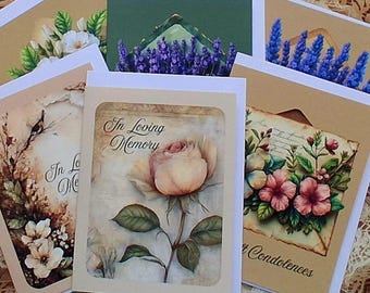 Sympathy Note Cards Set • 6 Blank Condolence Cards with Envelopes • Soft Floral Comfort Cards • Bereavement & Loss Support Stationery
