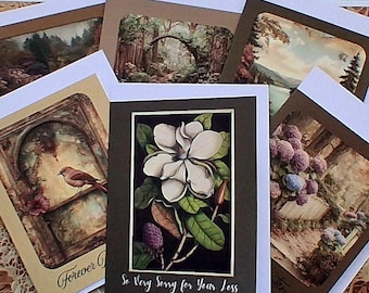 Sympathy Cards Set • 6 Pack Condolence Cards • “So Sorry for Your Loss” • “Forever Remembered” • Blank Inside • Bereavement Note Cards