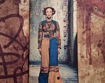 Boho Hippie Tall Slim Junk Journal: Tea Dyed Pockets, Assorted Papers, Journaling Cards