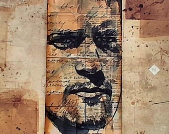 Tall & Slim Grunge Recovery Journal – Rugged Male Portrait, Tea‑Dyed Pages, XL Card and “Rooted” Bookmark