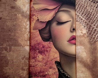 Lady in Green Junk Journal • Tea Dyed Paper, Pockets, Ephemera, Boho Writing