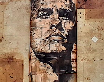 Grungy Men’s Recovery Journal – Rugged Male Portrait, Tea‑Dyed Pages, XL Card and “Steady” Bookmark