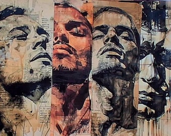 XL Grunge Recovery Journaling Cards – Set of 4 Rugged Masculine Portraits with Writing Space on Back