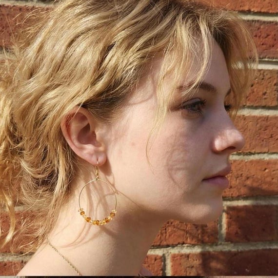 Boho Y2K Beaded Hoop Dangles, Millennial Glamour Jewelry, Vintage Earrings