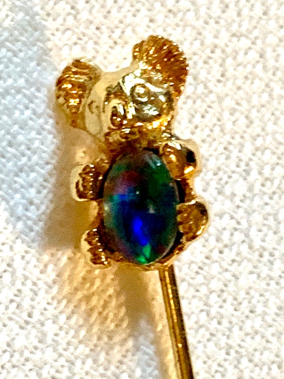 Australian Koala Bear Stick Pin, Gold Plate with Opal Jelly Belly
