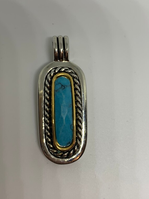 Make Your Own Necklace- Faux Turquoise and Ornate Two Tone Gold & Silver Southwestern Pendant, Vintage 80s Costume Jewelry