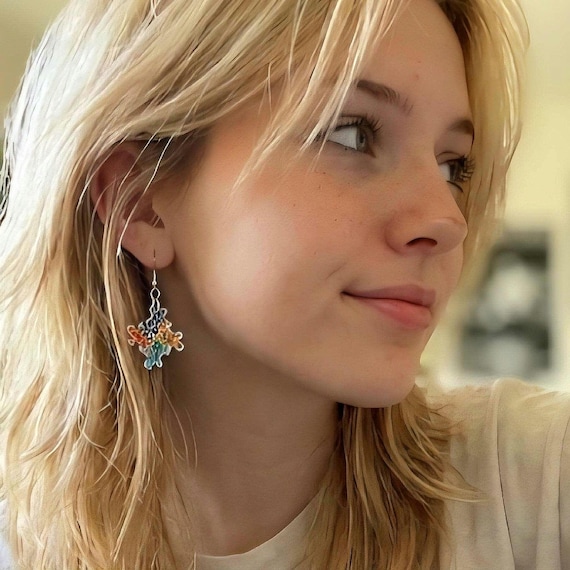 Y2K Shiny Colorful Dangles, Millennial Glamour Jewelry, Vintage Earrings