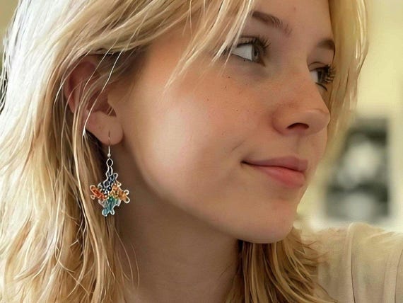 Y2K Shiny Colorful Dangles, Millennial Glamour Jewelry, Vintage Earrings