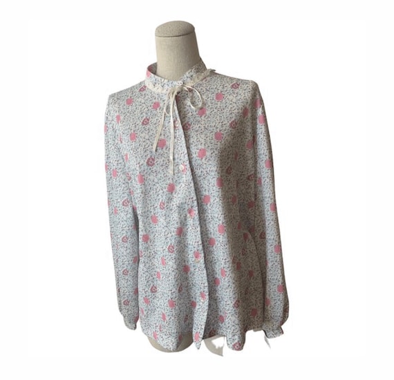 Dainty Floral Blouse with neck tie, now trending Prairie Style Shirt by Lucky Tops