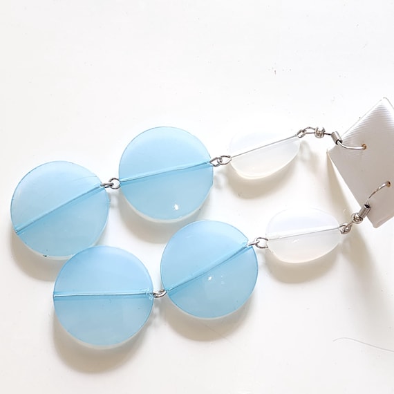 Vintage Y2K Icy Sky Blue Dangles, Millennial Glamour Jewelry