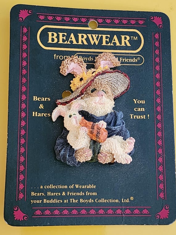 Rare Vintage Bunny Rabbit Brooch Pin by Boyds Bears and Friends BEARWEAR