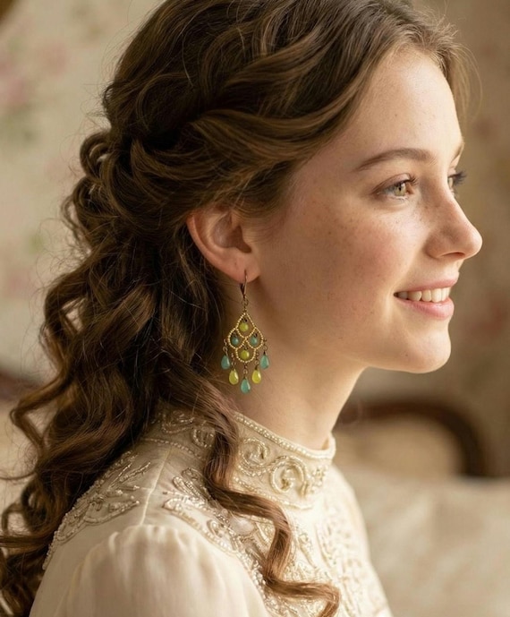 Y2K Vintage-Inspired Georgian Regency Romantic Revival  Dangle Earrings