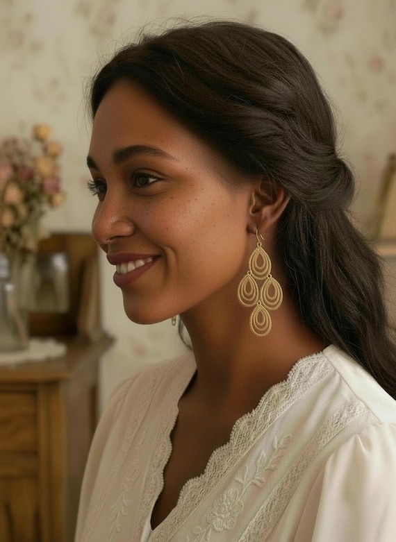 Y2K Vintage-Inspired Georgian Regency Romantic Revival  Dangle Earrings