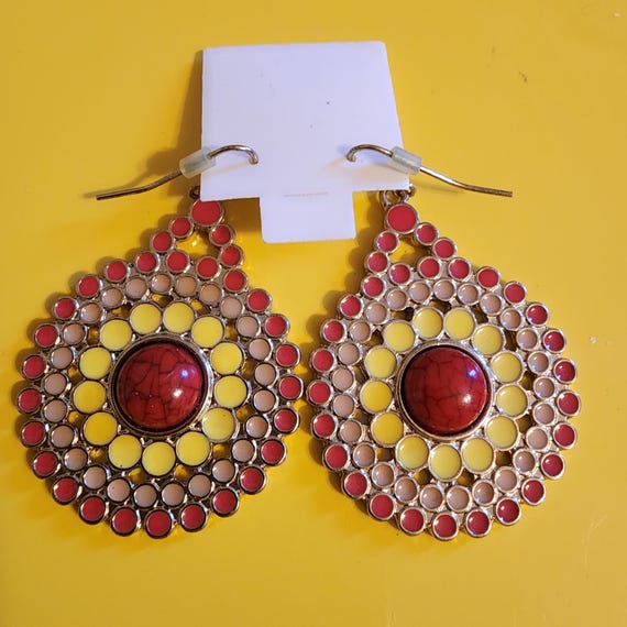 Vintage Y2K Colorful Dangles, Millennial Glamour Jewelry