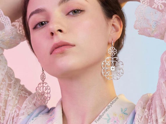 Y2K Vintage 90s Glam Statement Earrings, Millennial Glamour Jewelry, On Trend Gen Z