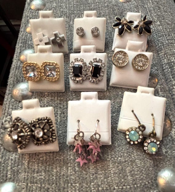 Y2k Sparkly Earrings:  Glitzy Studs, Stars, Romantic Revival, shiny flowers, and Rhinestones- Your Pick
