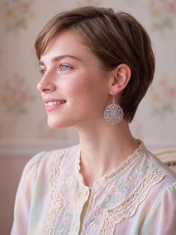 Y2K Vintage-Inspired Georgian Regency Romantic Revival  Dangle Earrings