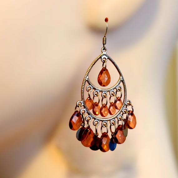 Vintage Y2K Chandelier Dangles, Millennial Glamour Jewelry