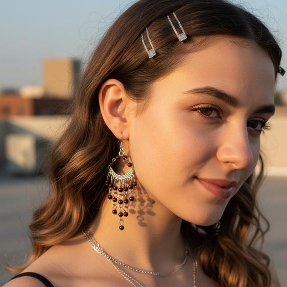 Vintage Y2K Boho Chandelier Dangles, Millennial Glamour Jewelry